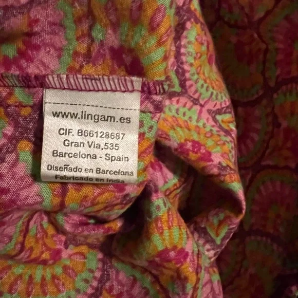 Lingam Barcelona Moda psychedelic pink and Orange print pattern cotton tank top - Picture 7 of 8